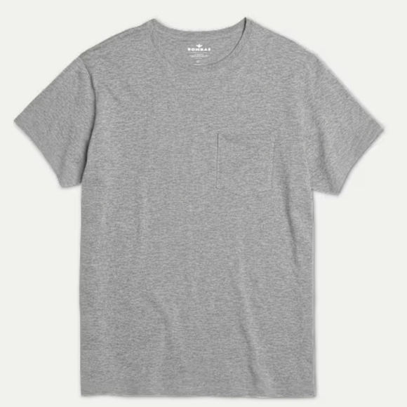 XL Bombas Men's Pima Cotton Pocket Crewneck T-Shirt Heather Gray Grey Shirt Tee - Picture 1 of 11